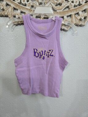 Bratz Lilac Ribbed Crop Tank with Logo